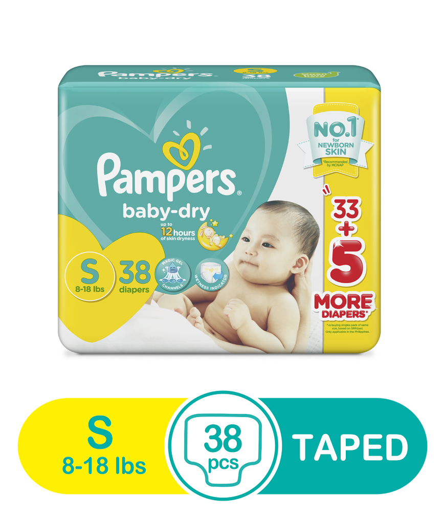 PAMPERS BABY DRY SMALL 38X1S – Rose 